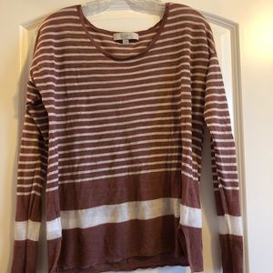 Ann Taylor Loft. Mauve & white large shirt.